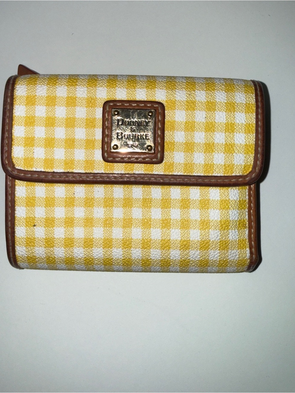 Dooney & Bourke Yellow and White Gingham Wallet